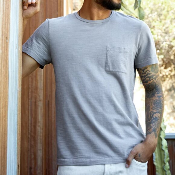 Outerknown Men's M Saltwater Slub Pocket Tee Organic Cotton T-Shirt Dovetail $58 - Picture 1 of 15